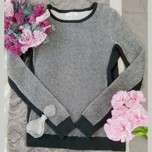 Calvin Klein Sweaters - Calvin Klein Black & White Basket-Weave Sweater